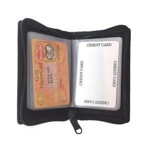 Genuine Cowhide Leather Unisex Zippered Card Wallet 24 Cards #8431